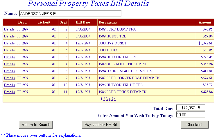 Total bill screen example